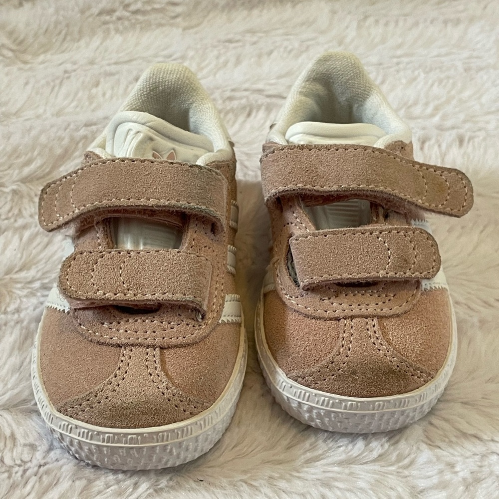 Adidas Gazelle Kids Pink Suede Velcro Sneakers